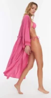 Евтини дълга розово увиващи се плажна рокля