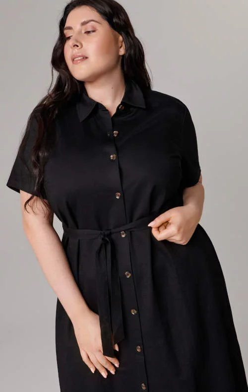 Евтини летни черни рокля риза голям размер