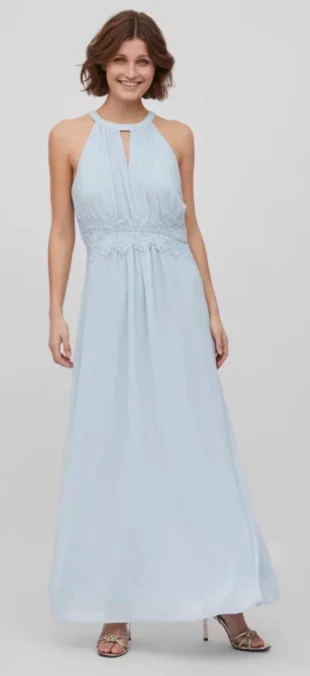 Модерна светлосиня рокля за сватба за гости