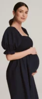 Удобни и дишащи майчинство ленена рокля