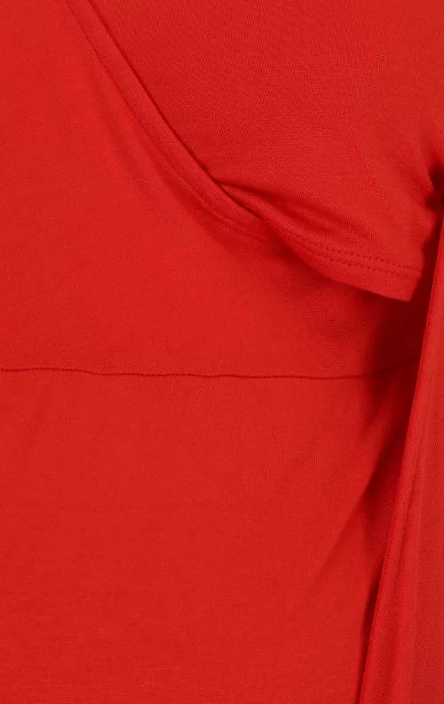 Червена парти рокля за лесно кърмене