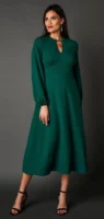 Тъмнозелена официална миди рокля в плюс размер