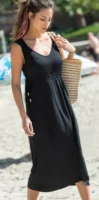Черна миди рокля без презрамки за лятна продажба на големи размери